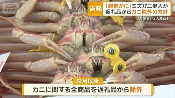 カニに関するすべての商品を返礼品から除外