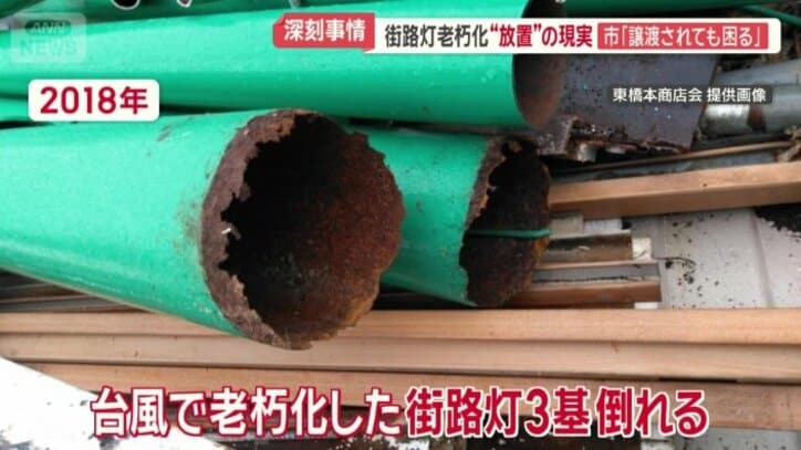 台風によって3基が倒れた