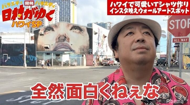 日村、ハワイのインスタ映えスポットでアート撮影　完成度の高さにスタッフも大爆笑「ナイスアート！」