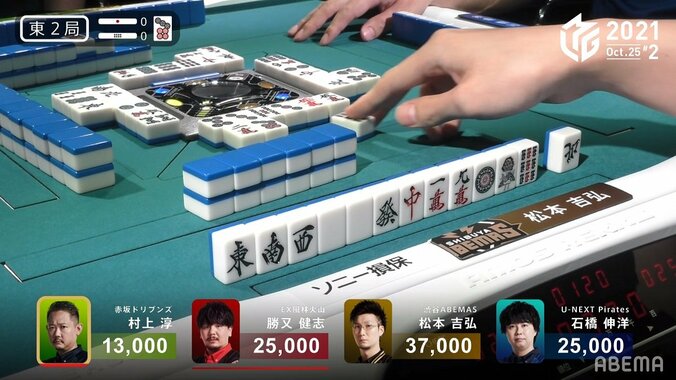 豪運の強者が集う最高峰リーグ 2局連続役満テンパイに実況も「ああ怖い！」「もう見たくない！」と絶叫連続／麻雀・Mリーグ 2枚目