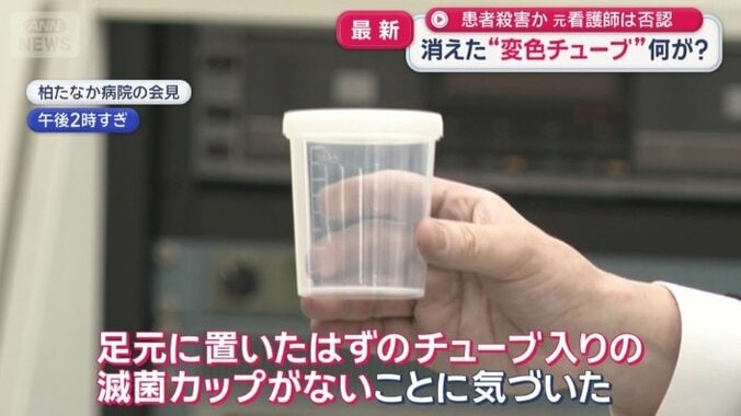 変色したチューブを外し、滅菌カップに入れて足元に置いたが…