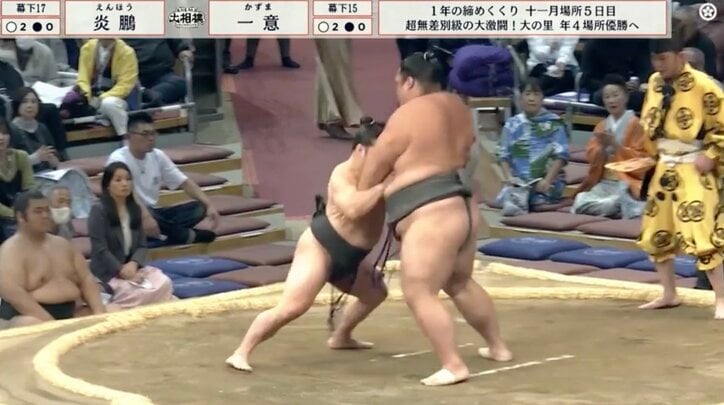 【写真・画像】「この対決まじか」“怪物”力士と炎鵬がバトル…まるで結びの一番のごとく盛り上がる館内 強過ぎる24歳「さすがラスボス」　1枚目
