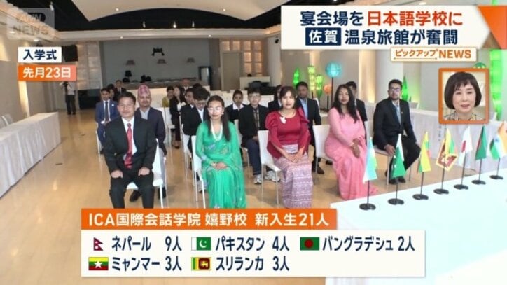 今年は5カ国から21人の外国人が入学