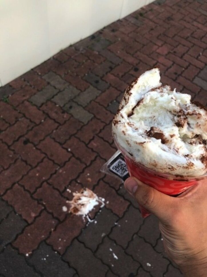 エハラマサヒロ、大好きな“ティラミスかき氷”を買うもハプニング「最近ハマってる」