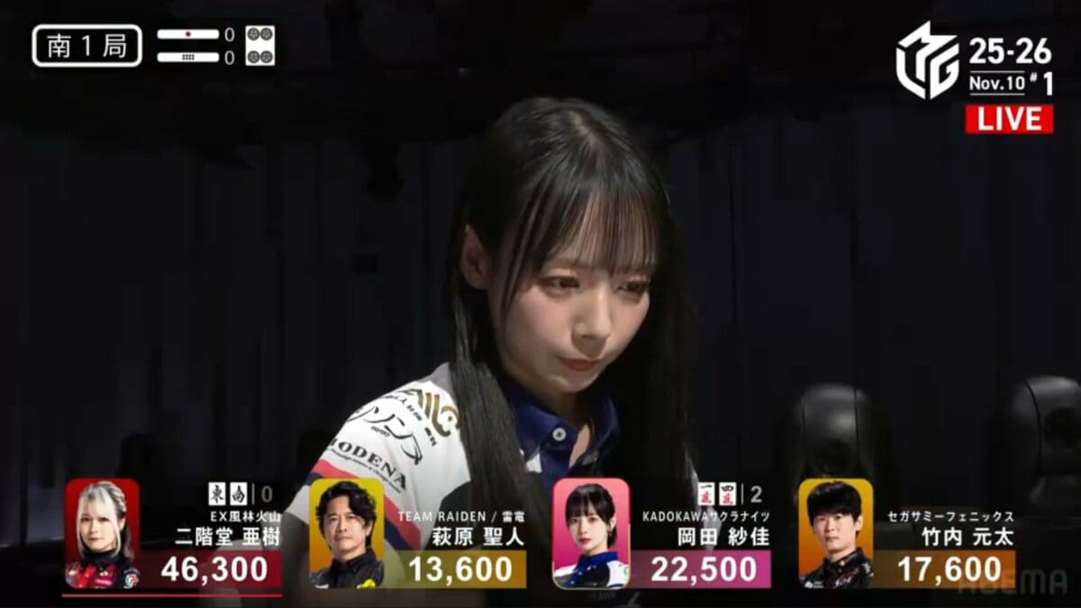 重圧に苦しむ表情すら美しい…人気モデル雀士・岡田紗佳、痺れる勝負に