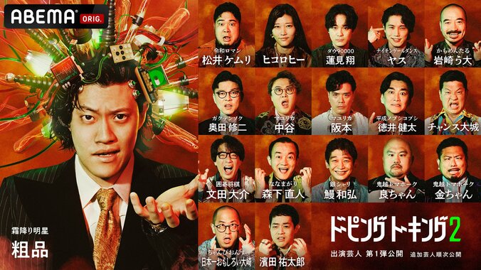 【写真・画像】関連動画の総再生数1.5億回突破！霜降り・粗品MCのトークバラエティ『ドーピングトーキング』シーズン2決定　粗品「自分の顔の代表番組がもう一回できるのは本当にうれしい」　1枚目
