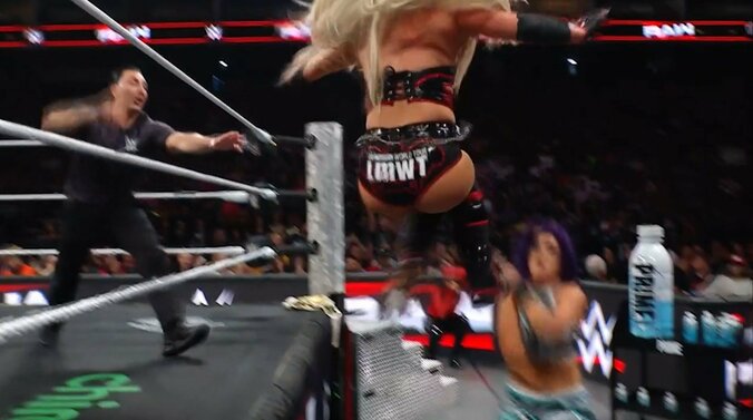 エプロンからドロップキック