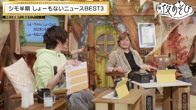 「自分で新幹線のチケット取れた」蒼井翔太の今年の成長ニュースに森久保祥太郎からツッコミ炸裂！『声優と夜あそび』 2枚目