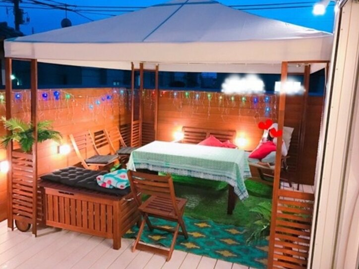 杉浦&辻夫妻、屋上にハワイ風バルコニー設置