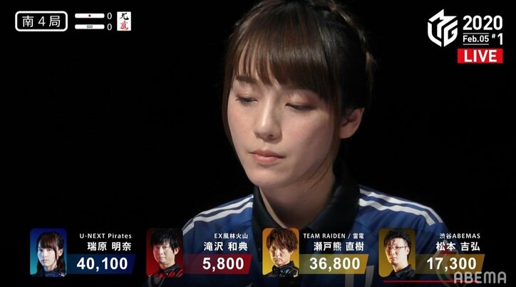 その笑顔がずっと見たい！“美麗海賊”瑞原明奈の逆転トップにファン「1時間喋って」と歓喜／麻雀・Mリーグ