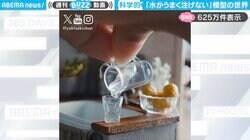 水を注ごうとしてもこぼれちゃう…！ミニチュア模型で学ぶ、“水の表面張力”と“その対処法”に「すごい学びになった」「食品の撮影もそういう知恵が働いてんだろな〜」と反響