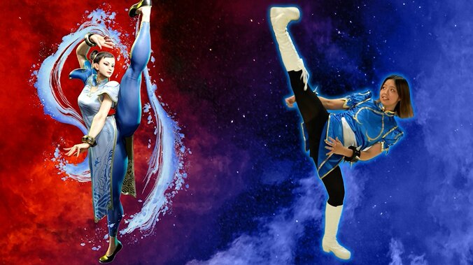 美脚を真上に…“ツヨカワ”春麗、コスプレと「百裂脚」で完全再現 プロゲーマーも「食らったらKO」と降参 4枚目