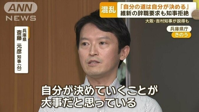 斎藤知事「自分の道は自分が決める」