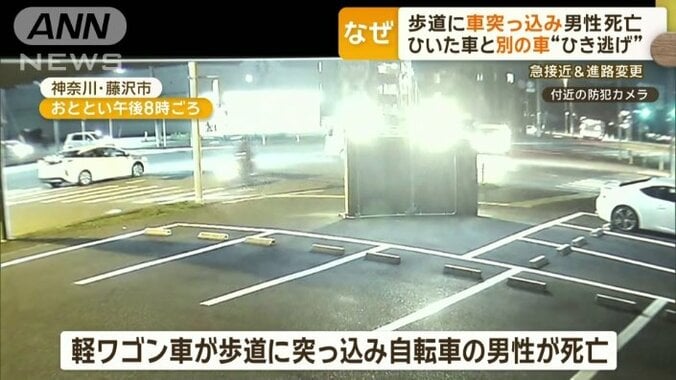 軽ワゴン車が歩道に突入