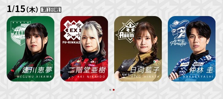 1月15日第1試合の出場選手