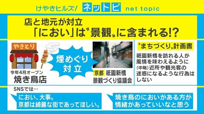 祇園で焼き鳥店の煙を巡り、店舗と「景観づくり協議会」が対立「祇園の風情にふさわしくない」 1枚目