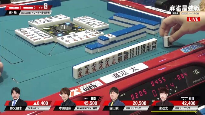 会心の一撃！渡辺太、優勝を手繰り寄せた親の跳満一発ツモ