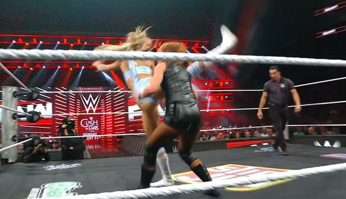 見事な美脚スピンキック