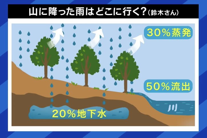 山に降った雨はどこに行く？