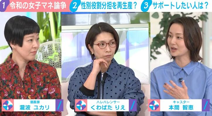瀧波ユカリ氏、くわばたりえ、本間智恵キャスター