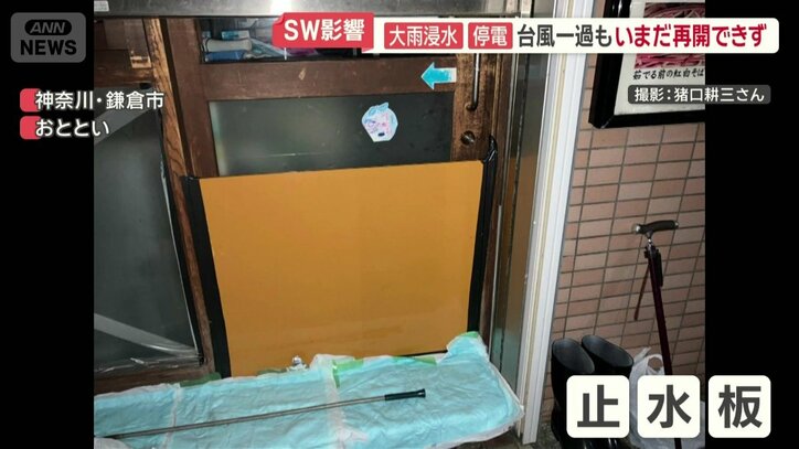 入り口に設置した止水板