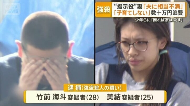 竹前海斗容疑者（28）と妻の美結容疑者（25）