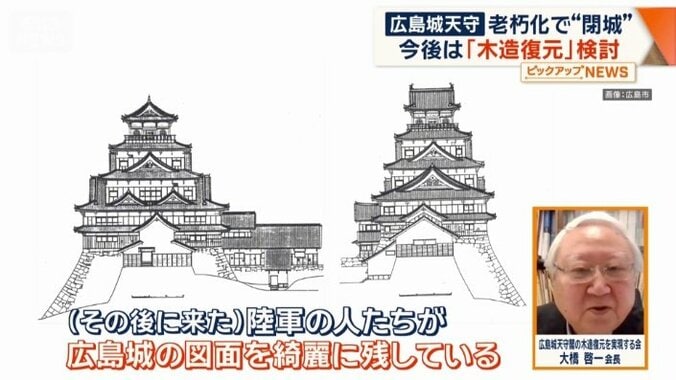 「陸軍の人たちが広島城の図面をきれいに残している」