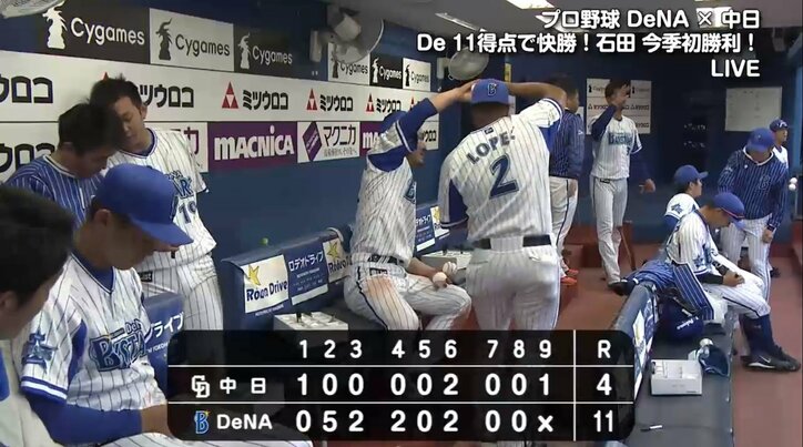 横浜DeNAロペス　3連勝に試合後のベンチでノリノリダンス　ファンから大反響