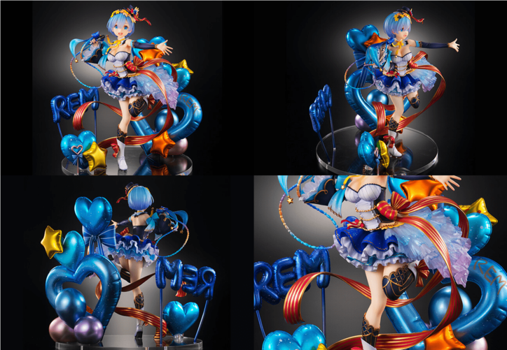 アニメ『リゼロ』スケールフィギュア「エミリア・ラム・レム -アイドルVer-」発売決定！ 3体セット購入で台座プレゼント