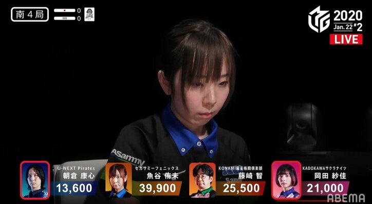 新婚・初勝利!魚谷侑未、久々の2勝目で照れまくり入籍報告 ファンからも祝福の嵐/麻雀・Mリーグ