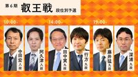 第6期叡王戦予選中田八段-阿久津八段/田中九段-行方九段/藤井九段-深浦九段
