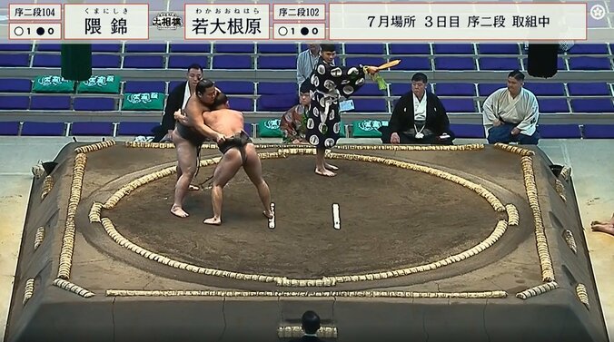 突然のことに力士困惑