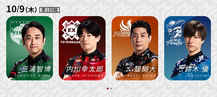 10月9日第1試合の出場選手