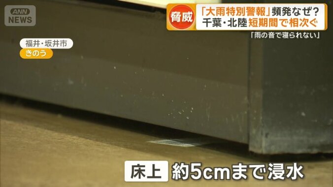 床上およそ5センチまで浸水