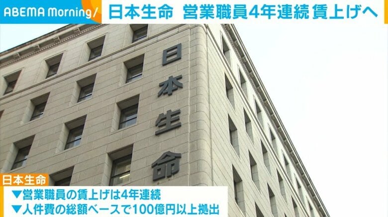 日本生命 営業職員4年連続 賃上げへ