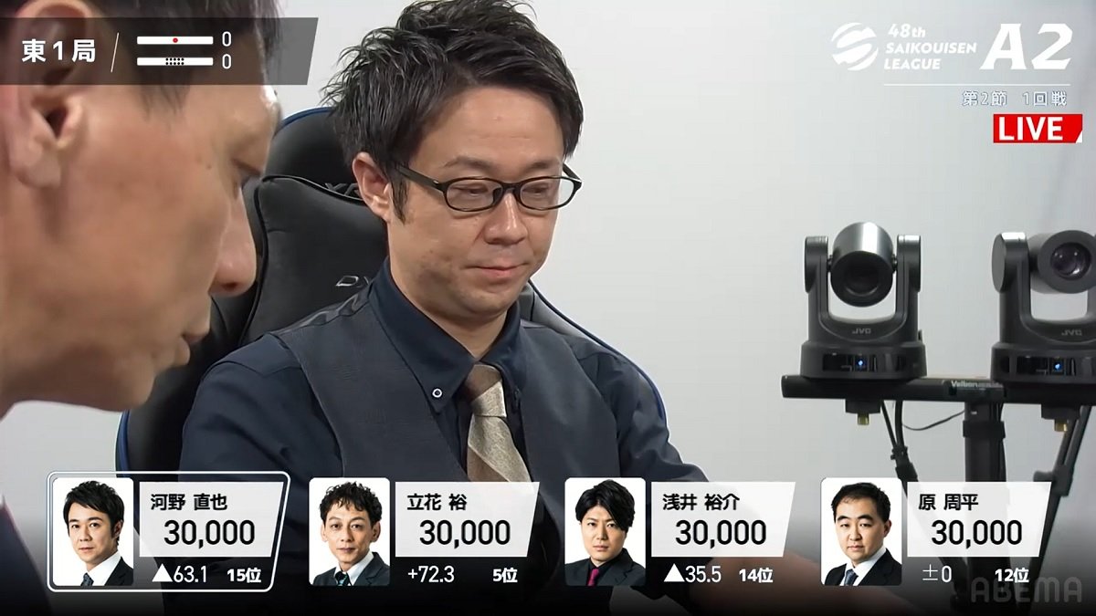 河野直也が卓内トップ トリプルロンが発生する珍事も/麻雀 河野直也が卓内トップ トリプルロンが発生する珍事も/麻雀
