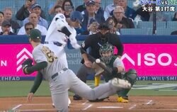 なぜ、打った…！？大谷翔平、衝撃弾は“ありえない内角打ち”「すげえw」「上手すぎ」 難しいコースを完璧スイング… ピッチャー投げる所がなくなる