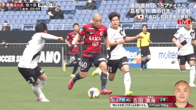 戦車だ！17歳“鹿島のエンバペ”、50m爆走ドリブルが脚光「前田大然の後継者」「ちょっと異次元」OB町田浩樹も称賛 3枚目