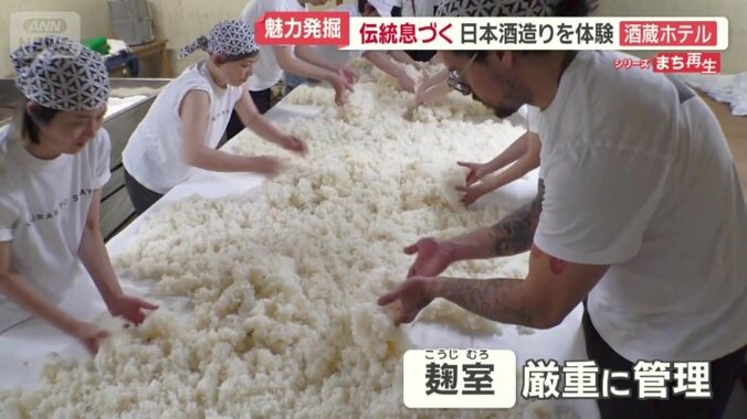種麹を蒸しコメにもみ込む