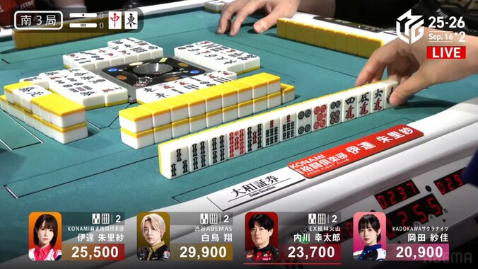 3人が同じ待ちでテンパイする激レアシーン