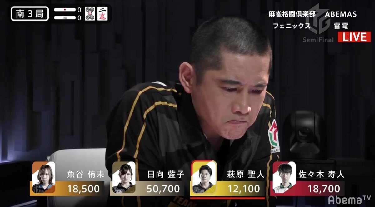 萩原聖人 気合の丸刈り 迫力十分のまさに闘牌 麻雀 Mリーグ ニュース Abema Times