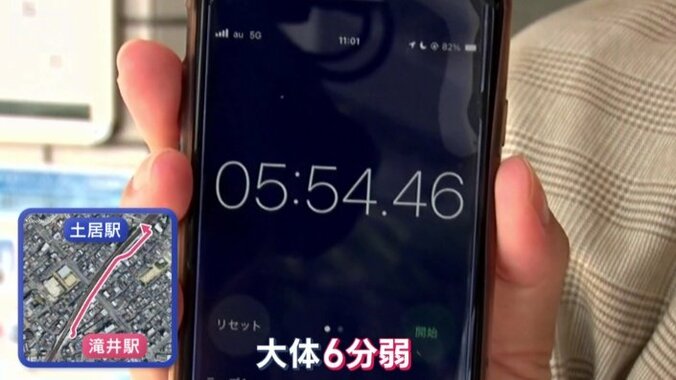 6分弱で到着