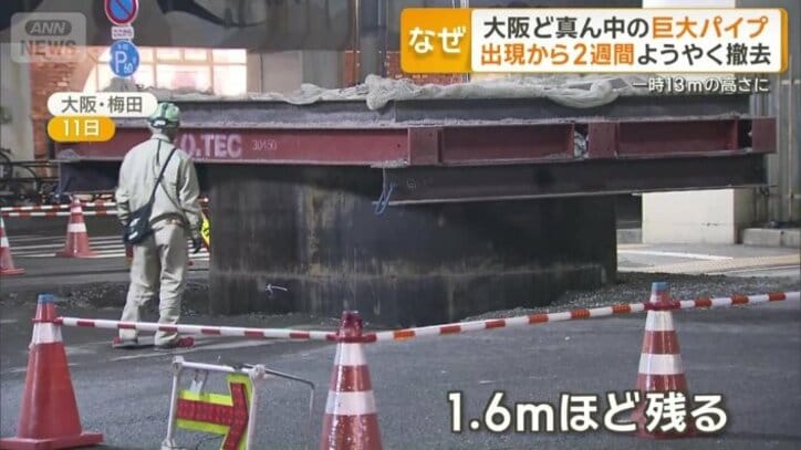 1.6mほどが地上に残ったまま