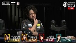 あなたなら何を切る？絶対アガりたい赤3枚内蔵の大チャンス 人気俳優雀士・萩原聖人、悩みすぎて口が“への字”に「悩むよなぁ」「これはいい何切る」／麻雀・Mリーグ