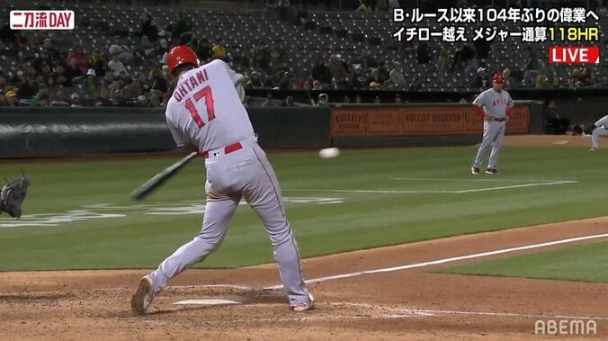 大谷翔平、レジェンド・イチローを抜くメジャー通算118号に視聴者も混乱？「今日ピッチャーですよね？」「※左足痛めている投手です」 1枚目