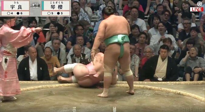 審判の後ろにひょっこり…94歳大物芸能人にネット騒然 酷暑の中でも“元気ハツラツな姿”に「師匠来てますね!」「親方の真後ろ」 3枚目