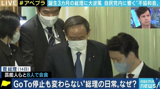 芸能人らとの“8人会食”、GoTo一時停止にも批判…内閣支持率の低下に“菅グループ”のメンバーは… 5枚目