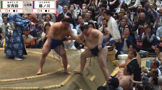 「マジかよ涙」安青錦、取組中の“異変”に心配の声 関脇・藤ノ川の猛攻に屈す 土俵下の姿に「これ以上は…」 5枚目