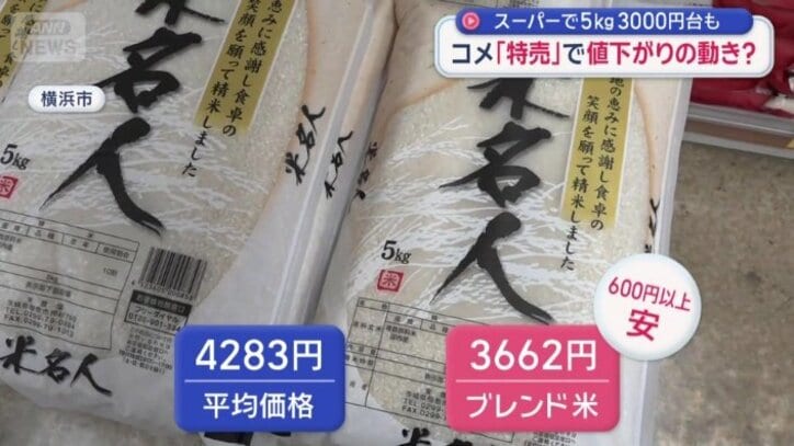 月に1度の特売日に売るコメの価格