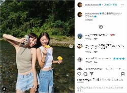 川津明日香＆新野尾七奈、“美ウエスト”際立つへそ出しファッションを披露し「可愛いコンビ最高」「めっちゃ可愛いツーショット」と絶賛の声